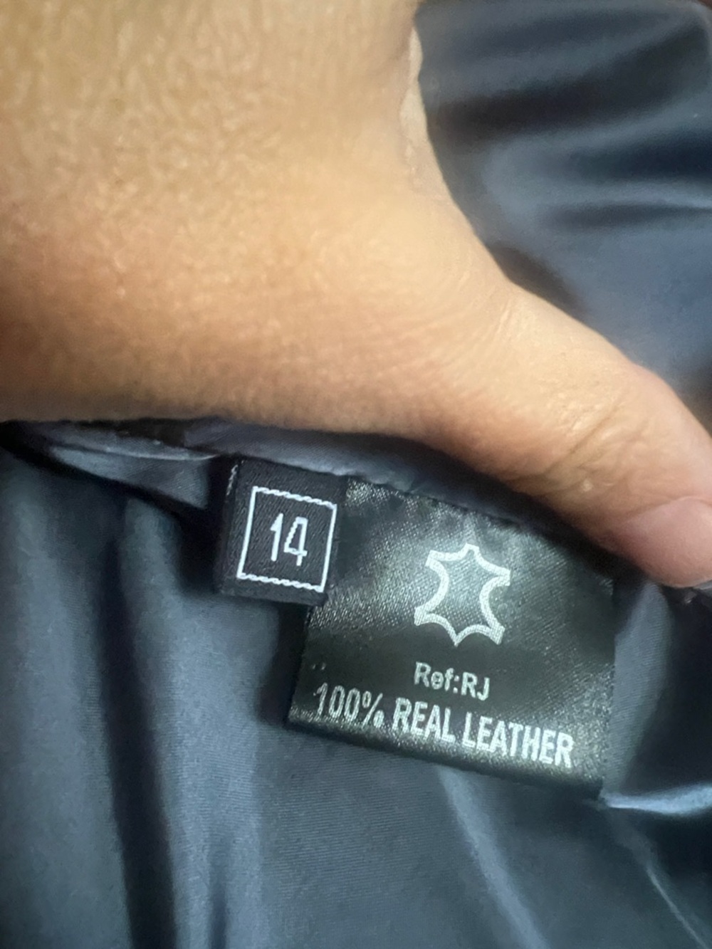 Women's Blue Leather Moto Jacket, bought in London - Picture 6 of 6